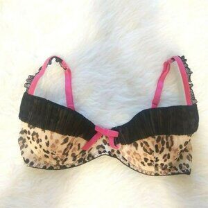 Rampage Sexy Lace Leopard Print Bra 34 C